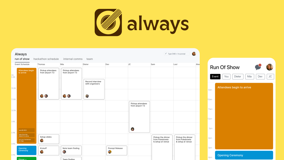 always up-to-date Run of Show tool for logistically intense events